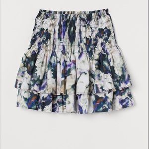 H&M Patterned Tiered Skirt mini length watercolor